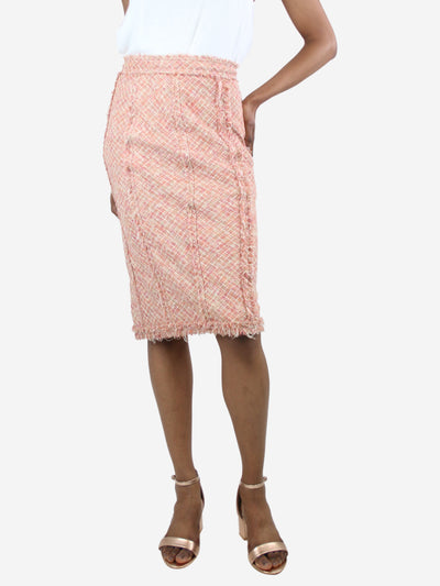 Pink tweed frayed pencil skirt - size UK 8 Skirts Louis Vuitton 