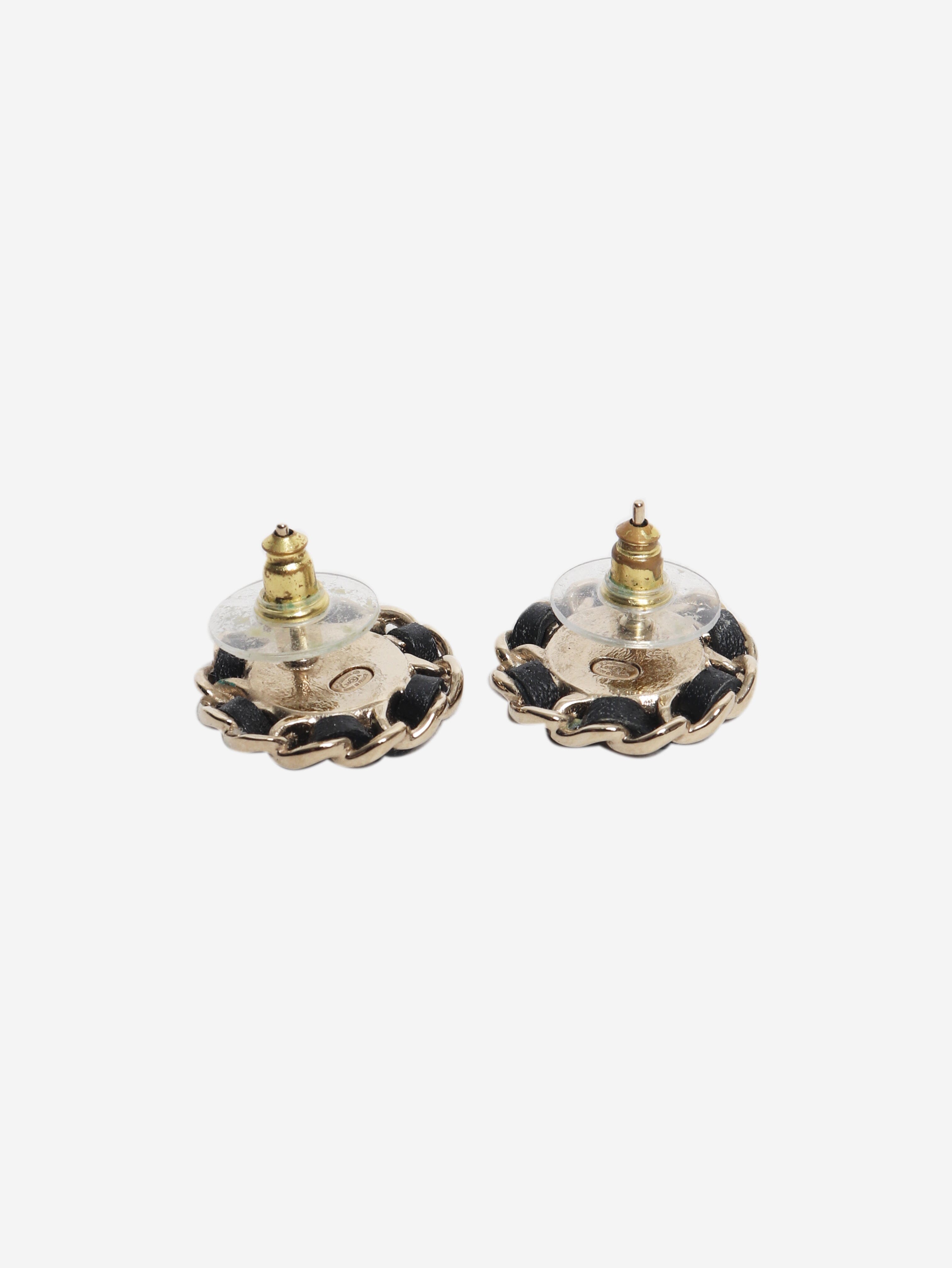 Purple and black interwoven chain round earrings Earrings Chanel 