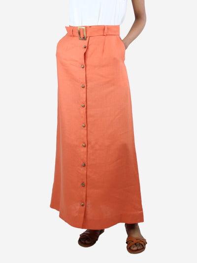 Orange linen belted maxi skirt - size UK 6 Skirts Lisa Marie Fernandez 