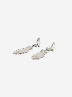 Silver CC logo feather dangle earrings Earrings Chanel 