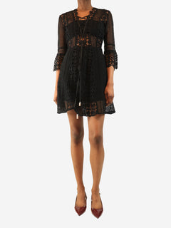 Black A-line lace-up dress - size UK 8 Dresses self-portrait 