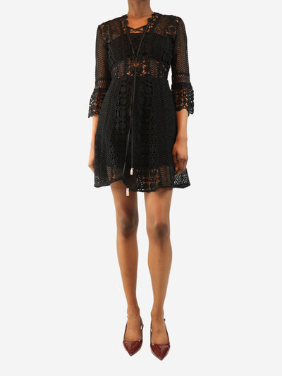 Black A-line lace-up dress - size UK 8 Dresses self-portrait 