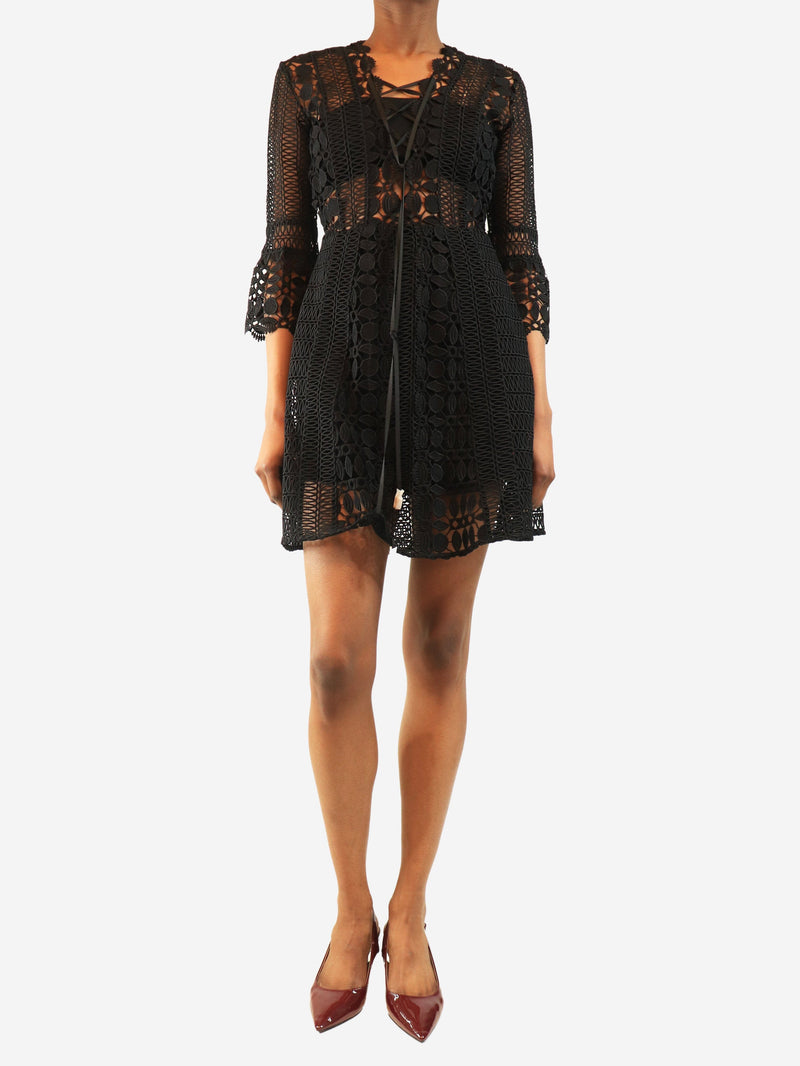 Black A-line lace-up dress - size UK 8 Dresses self-portrait 