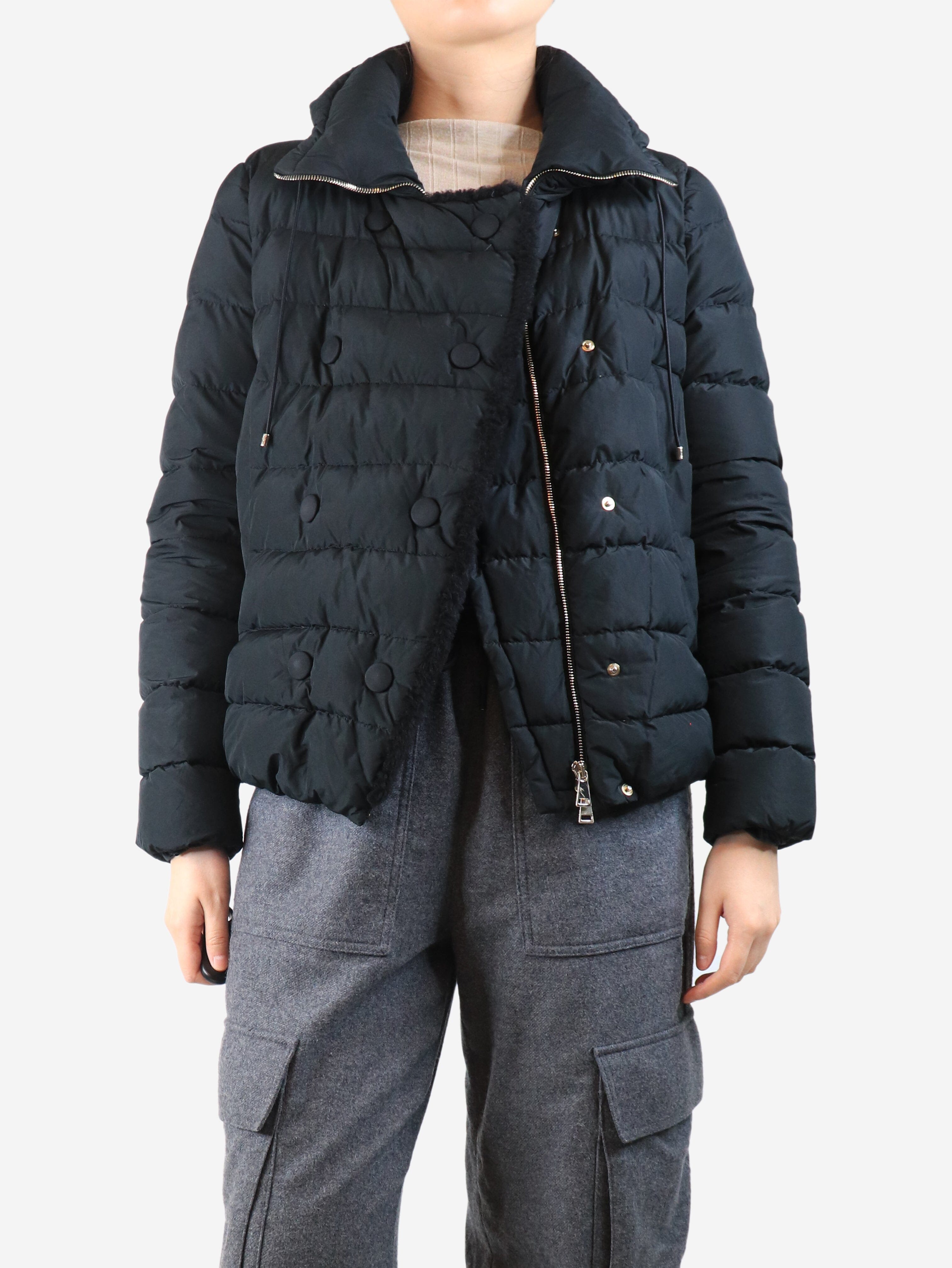 Black double breasted puffer coat - size UK 12 Coats & Jackets Moncler 