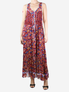 Isabel Marant Etoile Red and blue floral printed midi dress - size UK 10