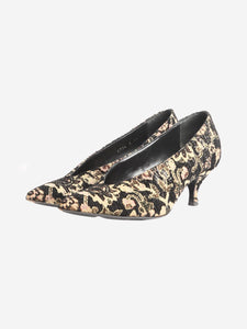 John Galliano Black floral jacquard pumps - size EU 36