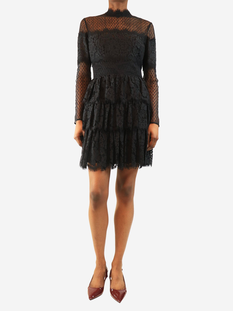 Black lace ruffle dress - size UK 10 Dresses Temperley 