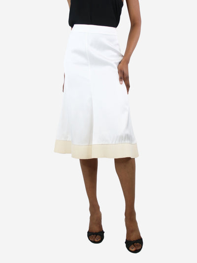 Cream ribbed-hem flared midi skirt - size UK 8 Skirts Victoria Beckham 