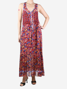 Isabel Marant Etoile Red and blue floral printed midi dress - size UK 10