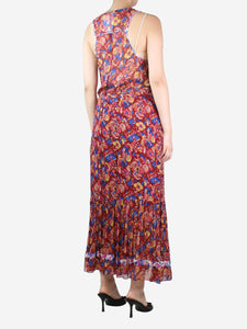 Isabel Marant Etoile Red and blue floral printed midi dress - size UK 10