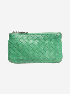 Bottega Veneta Green intrecciato leather zipped pouch