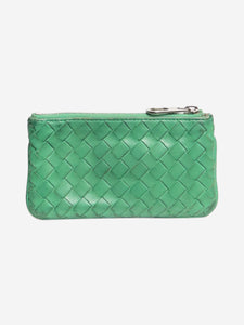 Bottega Veneta Green intrecciato leather zipped pouch