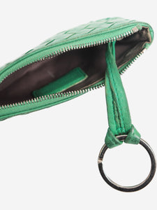 Bottega Veneta Green intrecciato leather zipped pouch