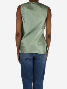 Ralph Lauren Spring green sleeveless silk top - size UK 6