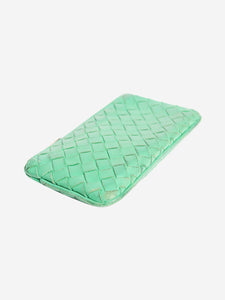 Bottega Veneta Green intrecciato leather zipped pouch