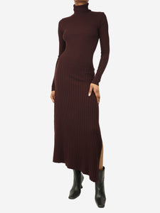 A.L.C. Dark brown ribbed maxi knit dress - size XS