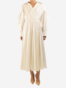 White pleated wrap dress - size UK 10 Dresses Valentino Le Blanc 