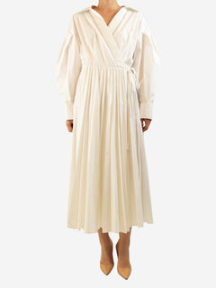 White pleated wrap dress - size UK 10 Dresses Valentino Le Blanc 