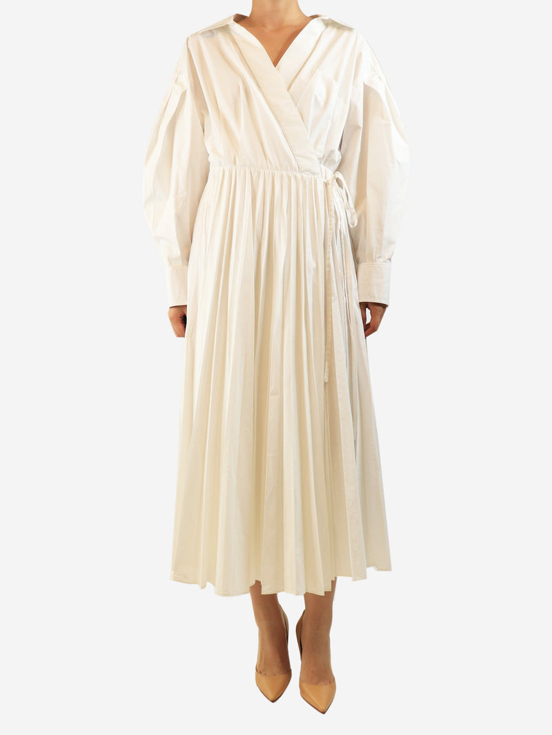 White pleated wrap dress - size UK 10 Dresses Valentino Le Blanc 