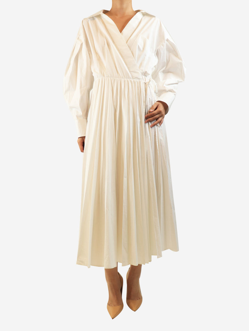 White pleated wrap dress - size UK 10 Dresses Valentino Le Blanc 