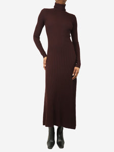 A.L.C. Dark brown ribbed maxi knit dress - size XS