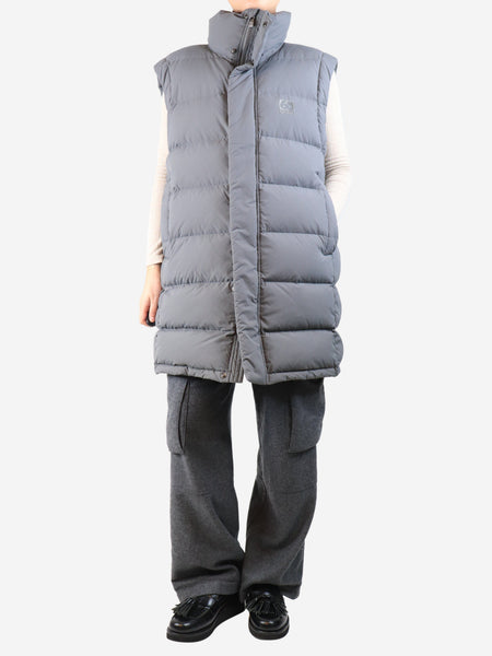 Grey longline puffer gilet - size L product image