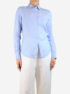 Loro Piana Blue striped linen shirt - size UK 8
