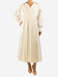White pleated wrap dress - size UK 10 Dresses Valentino Le Blanc 