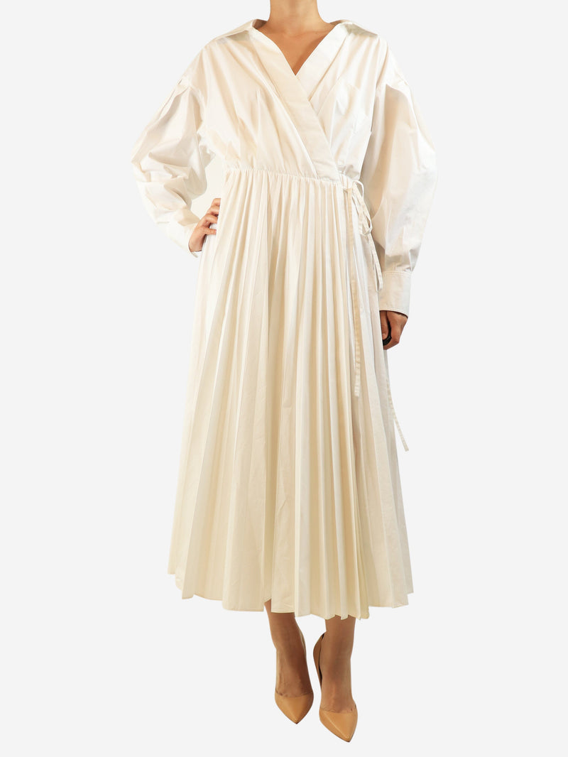 White pleated wrap dress - size UK 10 Dresses Valentino Le Blanc 