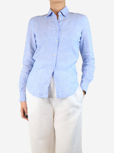 Loro Piana Blue striped linen shirt - size UK 8