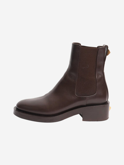 Brown Rockstud leather boots - size EU 37 Boots Valentino 