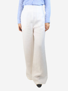 Kallmeyer White linen wide-leg trousers - size UK 12