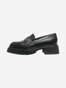 Chanel Black CC platform quilted loafers - size EU 39.5