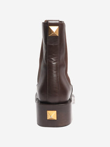 Valentino Brown Rockstud leather boots - size EU 37