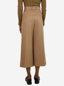 Chloe Camel wool-blend wide-leg trousers - size UK 6