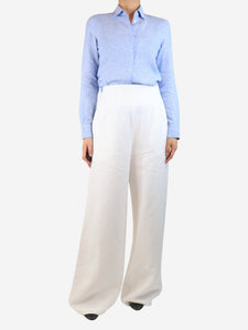 Kallmeyer White linen wide-leg trousers - size UK 12