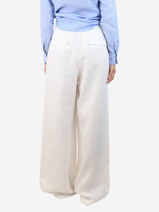 Kallmeyer White linen wide-leg trousers - size UK 12