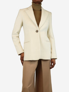 Khaite Ivory single-breasted wool-blend blazer - size UK 6