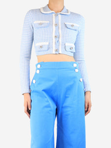 self-portrait Blue lurex knitted cardigan - size S
