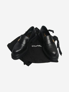 Chanel Black CC platform quilted loafers - size EU 39.5