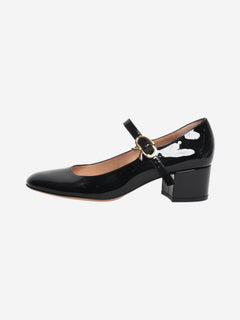 Black Mary Jane patent mid-heel pumps - size EU 40