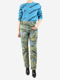 Green and blue dye-print trousers - size UK 12 Trousers Ulla Johnson 