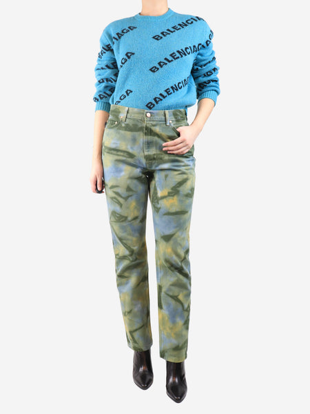 Green and blue dye-print trousers - size UK 12 alternate image
