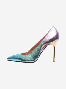 Balmain Multicoloured metallic cutout 80s stilettos - size EU 37 (UK 4)