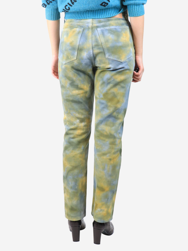 Green and blue dye-print trousers - size UK 12 Trousers Ulla Johnson 