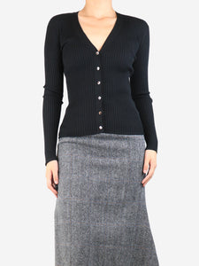 Joseph Black ribbed fine-knit cardigan - size M