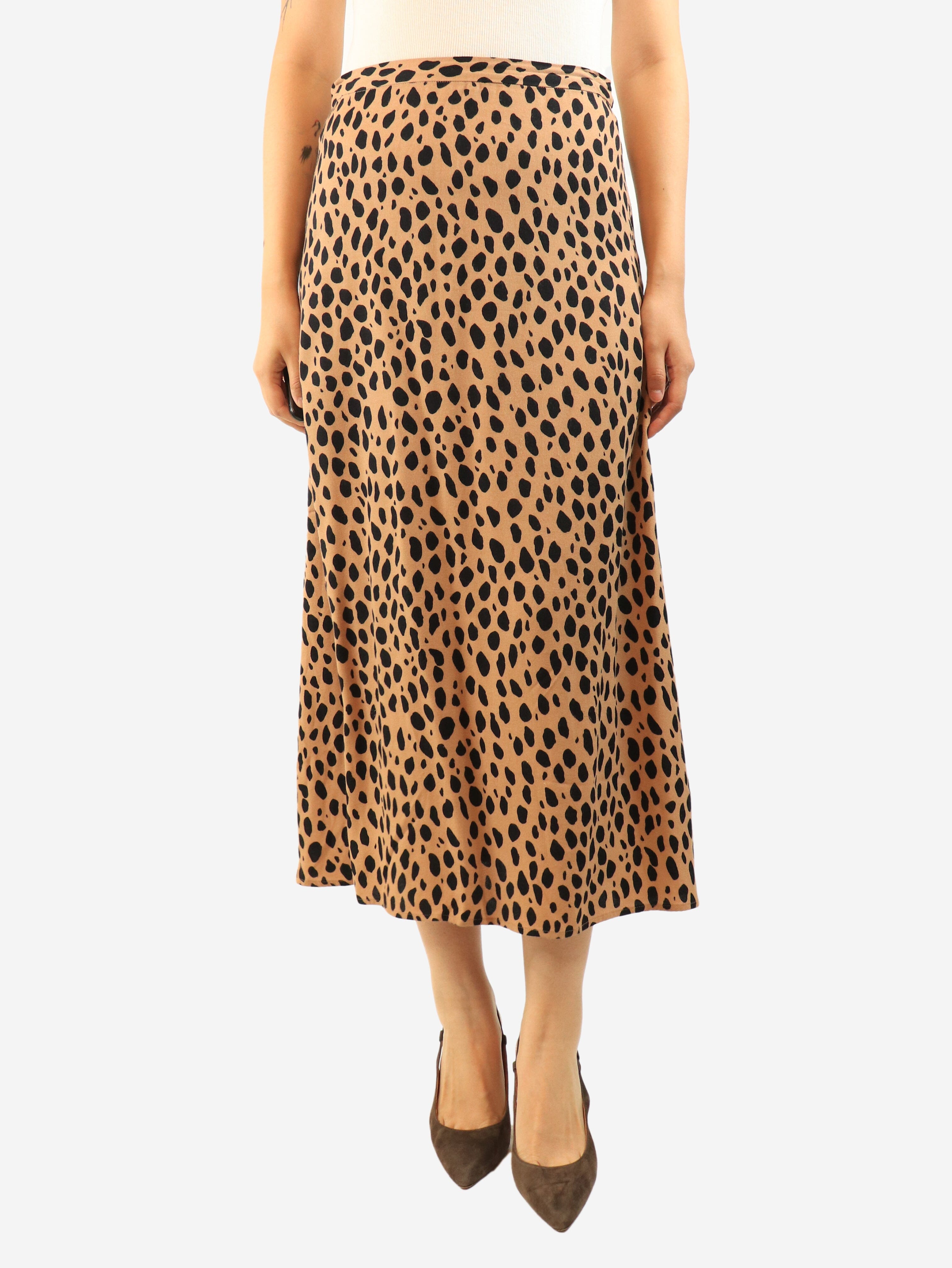 Brown leopard printed midi skirt - size UK 10 Skirts Reformation 