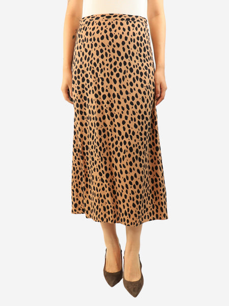 Brown leopard printed midi skirt - size UK 10 product image