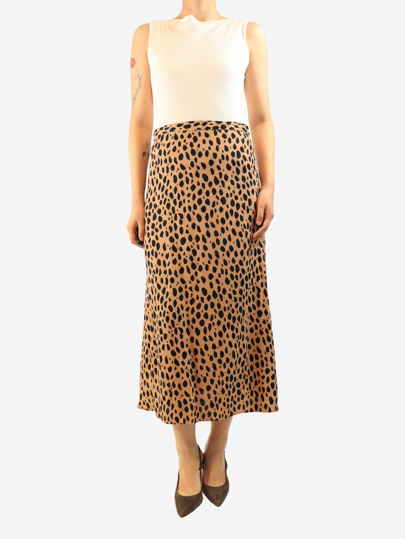 Brown leopard printed midi skirt - size UK 10 Skirts Reformation 