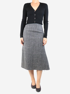 Maison Margiela Grey Herringbone wool midi skirt - size UK 8
